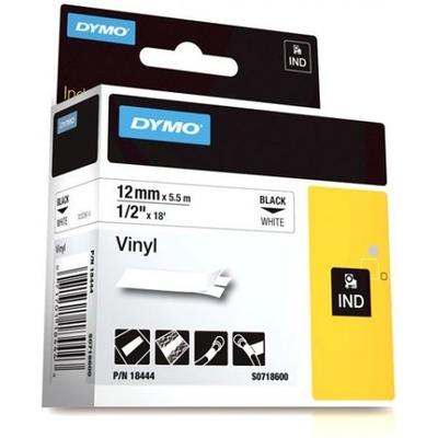 Dymo S0718600 IND Rhino tape vinyl zwart op wit 12 mm